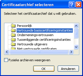 Choose a certificate archive
