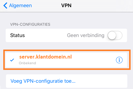 De nieuwe VPN-verbinding is aangemaakt