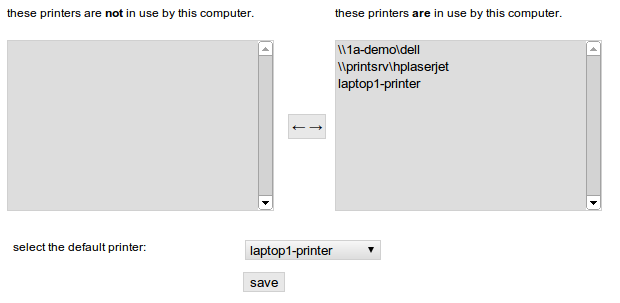 Allowing a computer to use specific printers