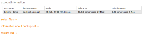 Open the online backup module