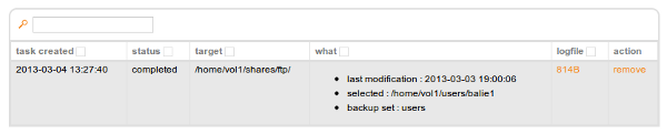 View log of restored files