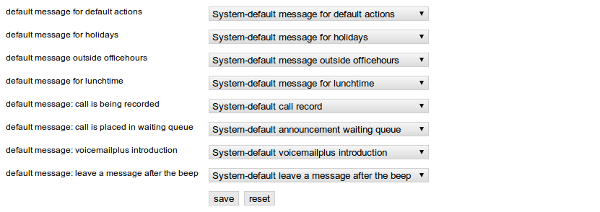 Configure default messages