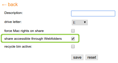 Add a share to Webfolders