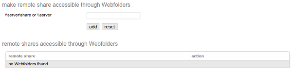 Add a remote share to Webfolders