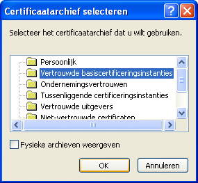 Certificaatarchief selecteren