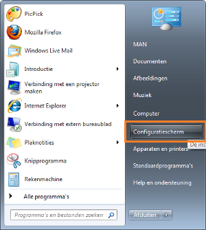 Het <code>Configuratiescherm</code> openen