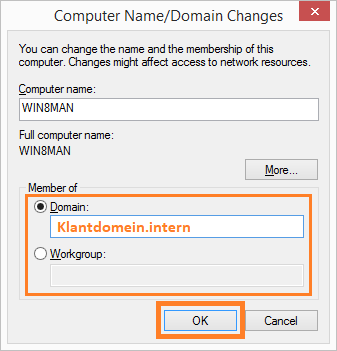 Add the computer to the Windows domain