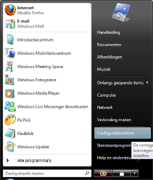 Het 'Configuratiescherm' openen