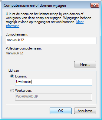 De computer toevoegen aan het domein