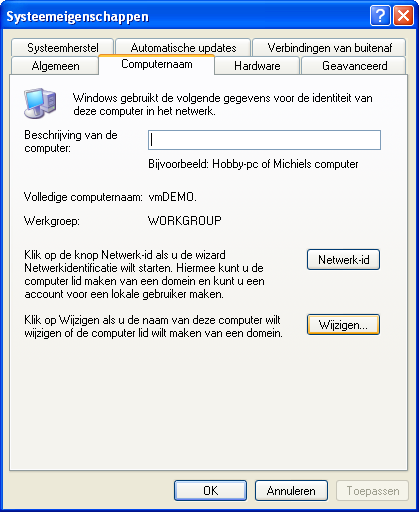 Scherm 'Identificatie wijzigen' openen