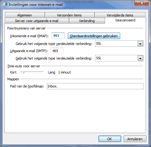 Settings for internet e-mail (1)