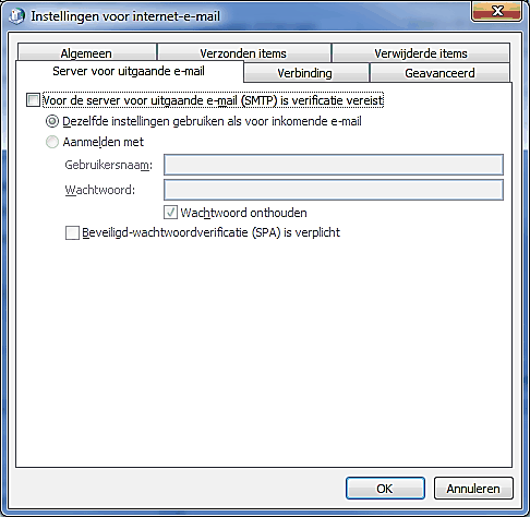 Settings for internet e-mail (2)