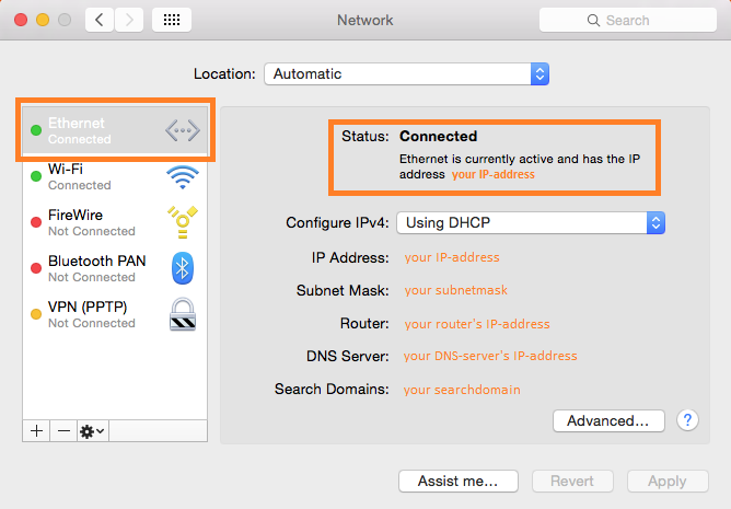 Finding the IP address used on Ethernet