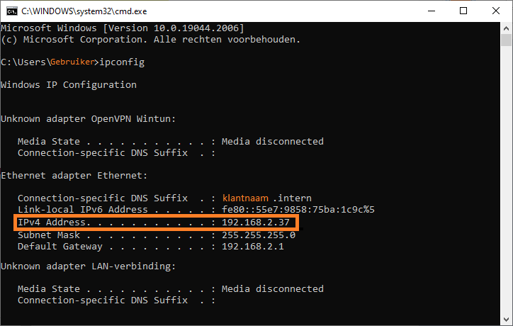 Finding the correct IP address