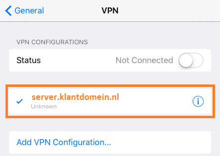 The new VPN connecion has been created