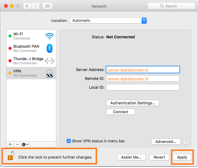 Creating a new VPN connection (5)