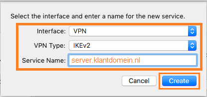 Creating a new VPN connection (2)