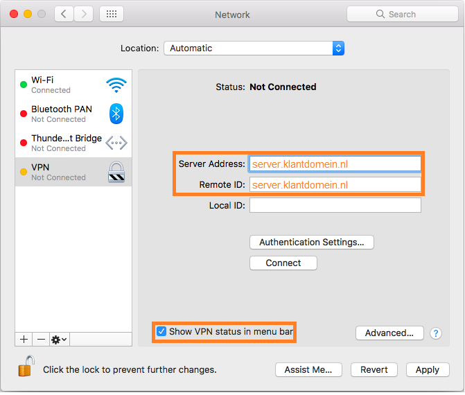 Creating a new VPN connection (3)