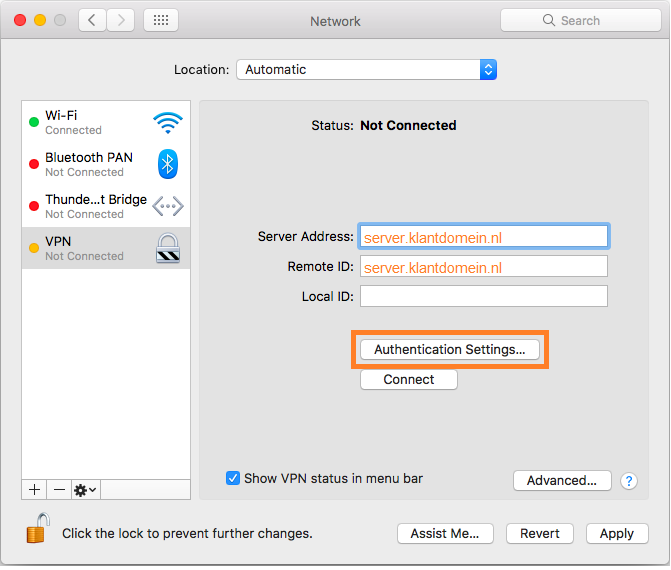 Creating a new VPN connection (4)