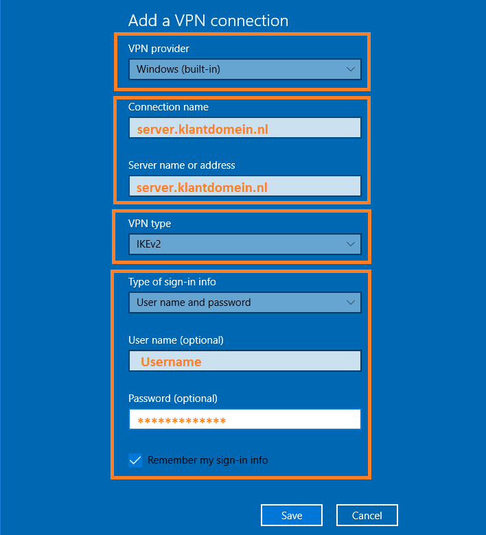 Create new VPN connection