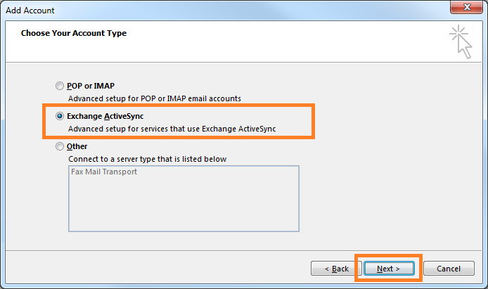 Configuring the account manually (2)