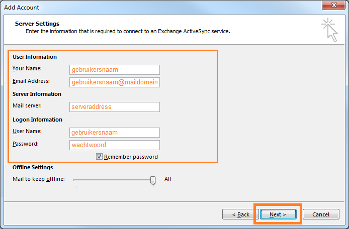 Configuring the account manually (3)