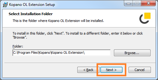 Select installation folder