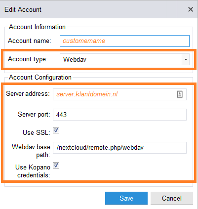 Configure the connection