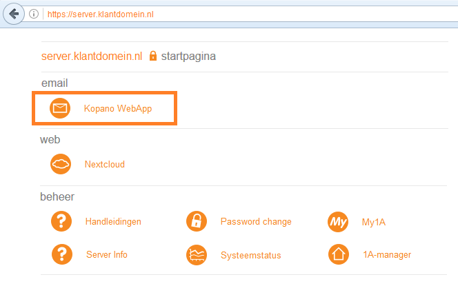 De startpagina van uw 1A-server openen (optie-2)