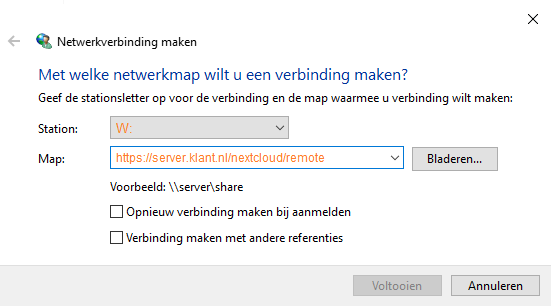 Koppel uw Nextcloud WebDAV-URL met een driveletter (2)