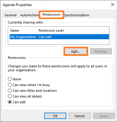 Add Calendar permissions