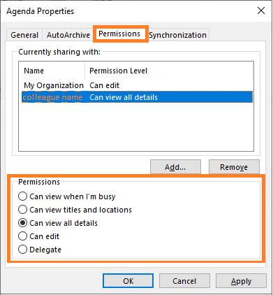 Set the permissions for your colleagues