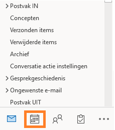 Open het Outlook Agenda overzicht