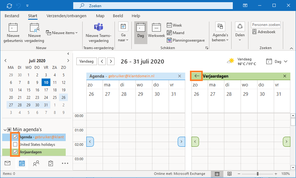 viewing a shared calendar