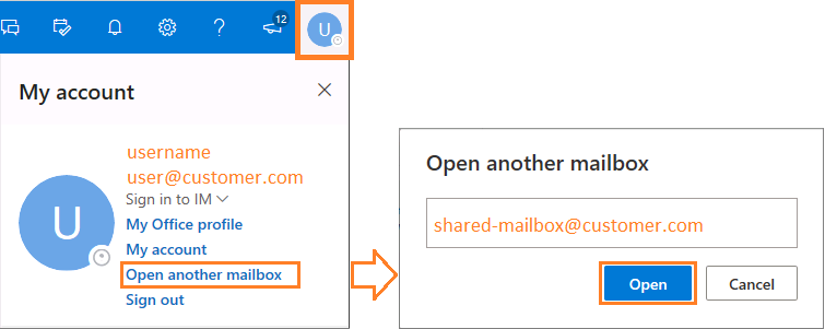 Open shared mailbox