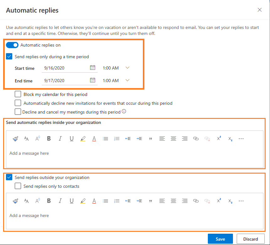 Setting automatic replies (2)