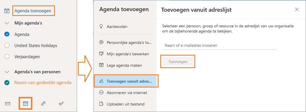 Toevoegen gedeelde agenda