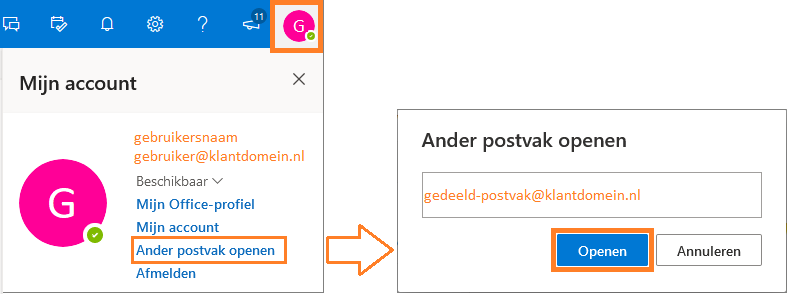 Openen gedeelde mailbox