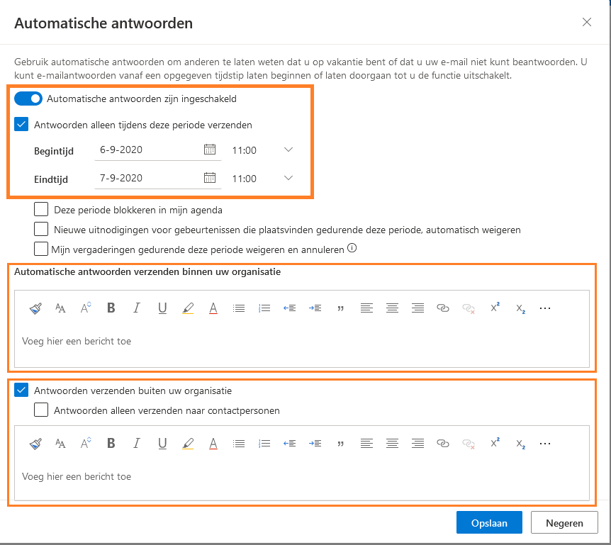 Instellen afwezigheidsbericht (2)