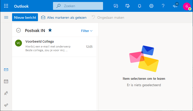 Ingelogd in Outlook Web