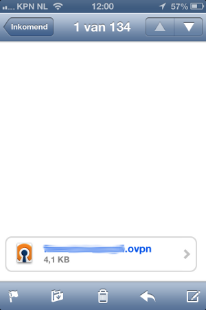 Download het ovpn-bestand naar uw e-mail