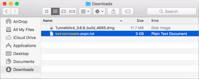 Preparing the Tunnelblick configuration (1)