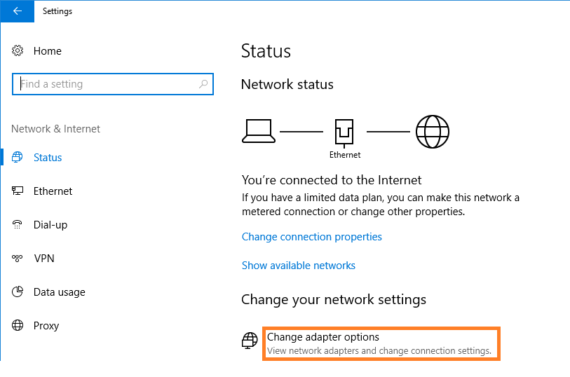 Change adapter settings