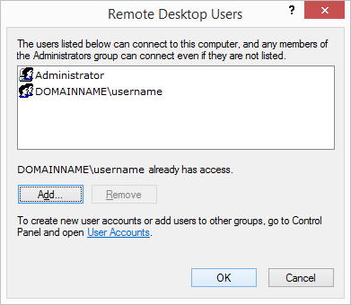 Add Remote Desktop users