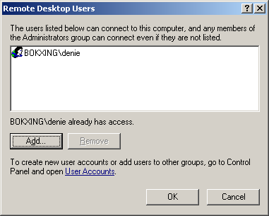 Add Remote Desktop users