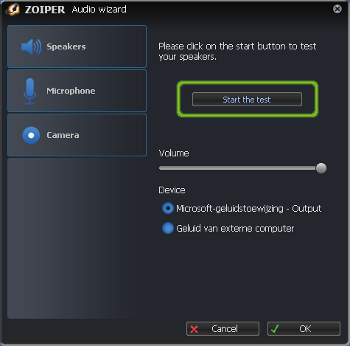 First start - Zoiper Audio wizard