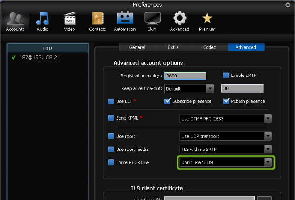 Zoiper configureren - STUN uitzetten