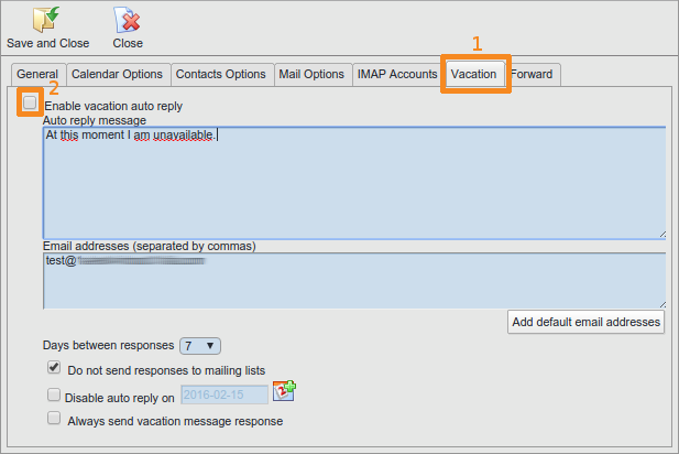 Disable Vacation auto reply