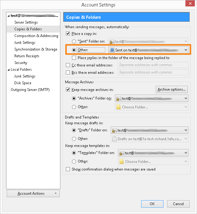 Manually configuring the default folders