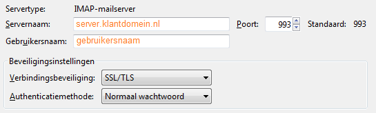 Handmatig instellen van de IMAP server (binnengekomen mail)